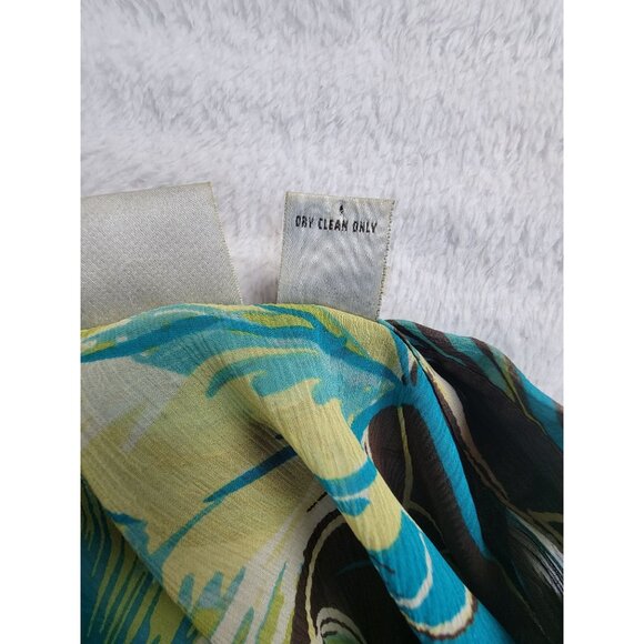 Chico's Women's Sheer Blouse Tunic Long Sleeve Waist Drawstring Floral Size 2 - Picture 4 of 7